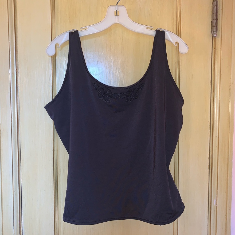 Curvation shapewear tank black with appliqué